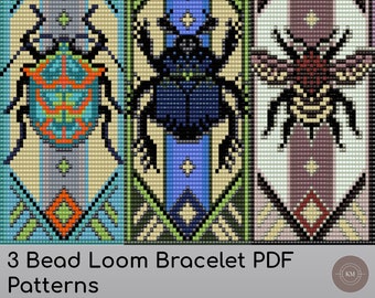 Set of 3 Bead Loom Bracelet PDF Pattern- Instant Download