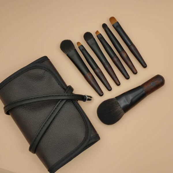 7pcs Mini Makeup Brush Essential Set Travel mini Size with PU bag and box