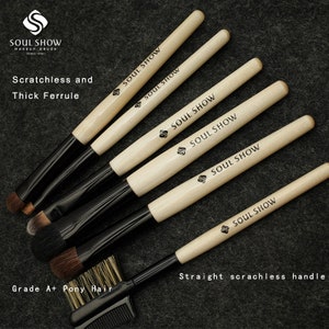 6pc natural hair eye shadow set w/bleached wood handle