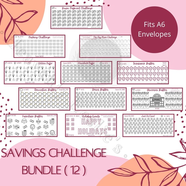 Move Out/First Home Savings Challenge (Digital) - 2024/2025 savings challenge bundle, cash budgeting 15k+ in savings, 12 savings challenges