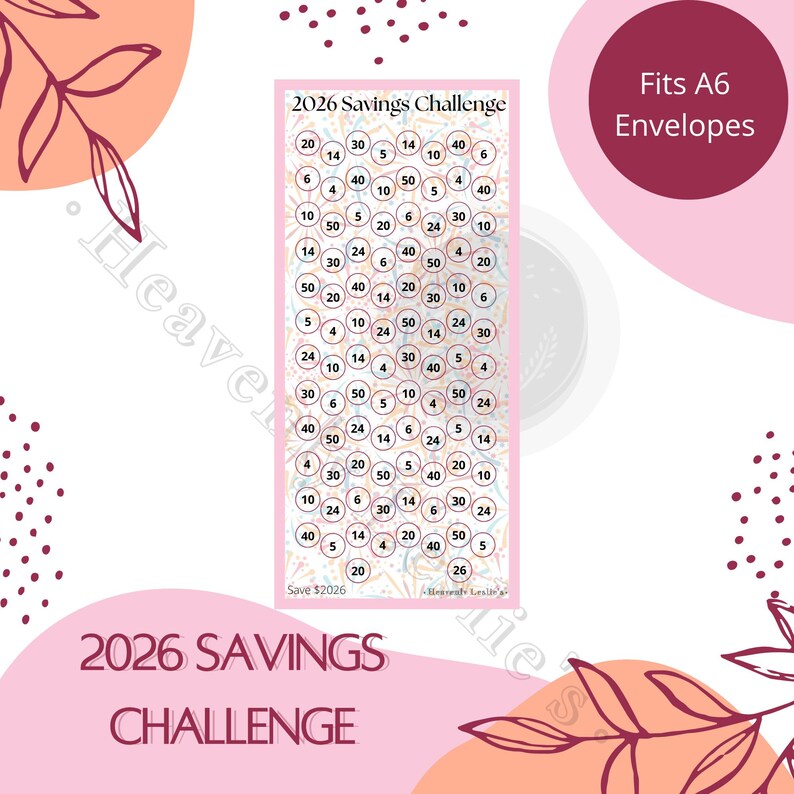 2026 Savings Challenge A6 Laminated Insert - Etsy
