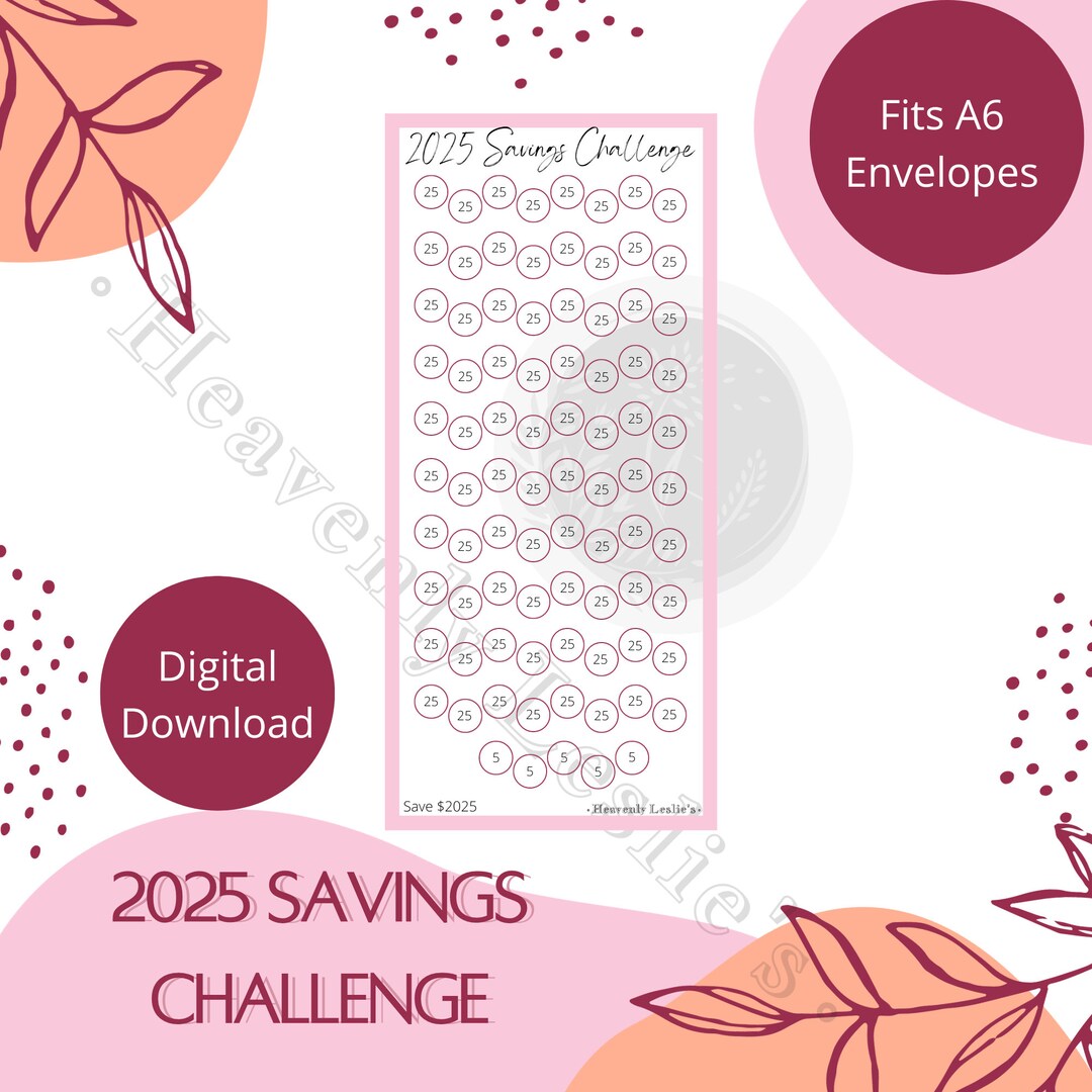 2025 Savings Challenge digital Yearly Savings Challenge, Fits A6