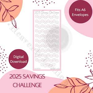 2025 Savings Challenge (Digital) - Yearly Savings Challenge, fits A6 envelopes, cash budgeting, cash stuffing system