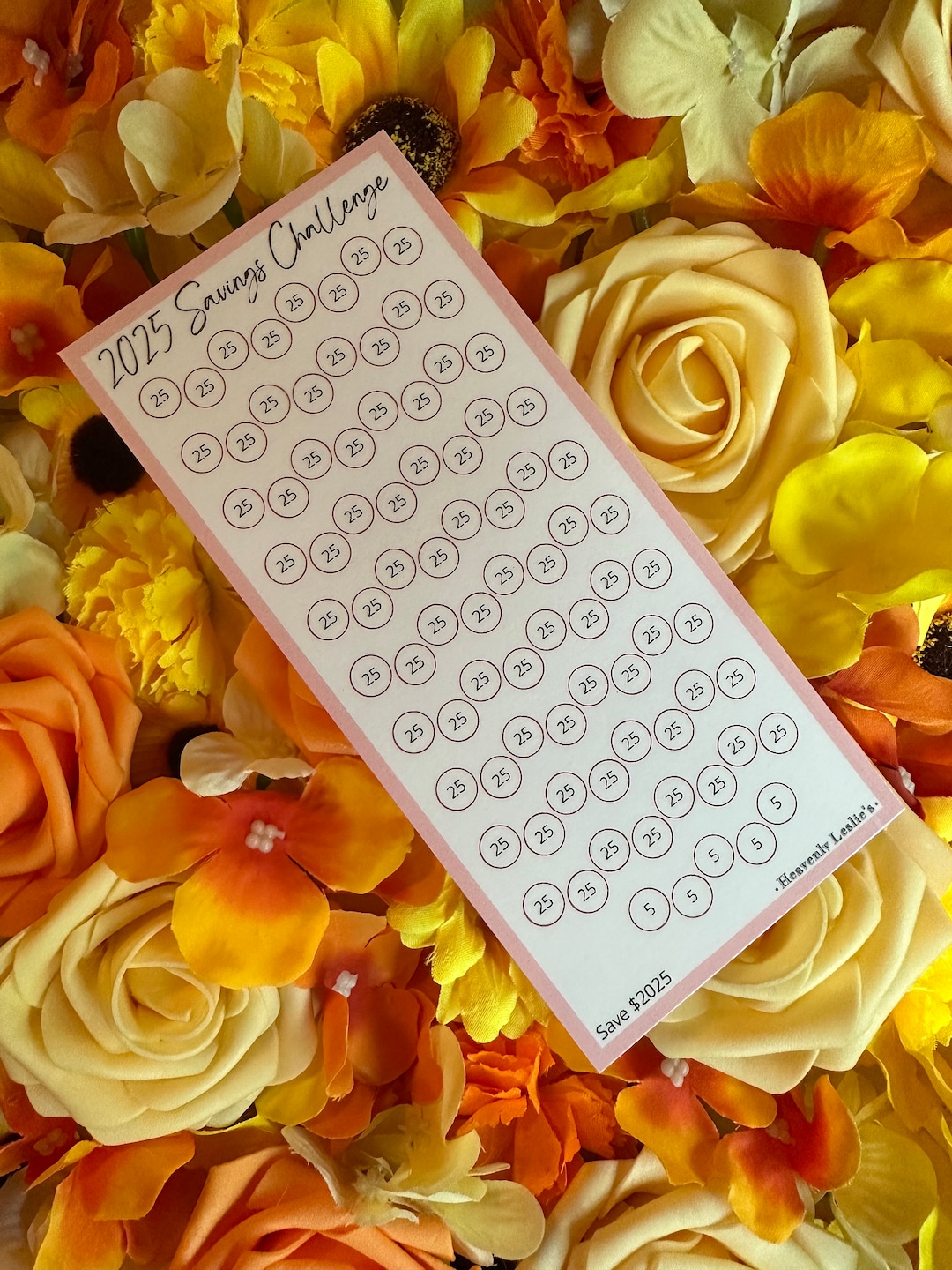 2025 Savings Challenge A6 Insert Laminated or Cardstock Finish, With or Without Zipper Envelope