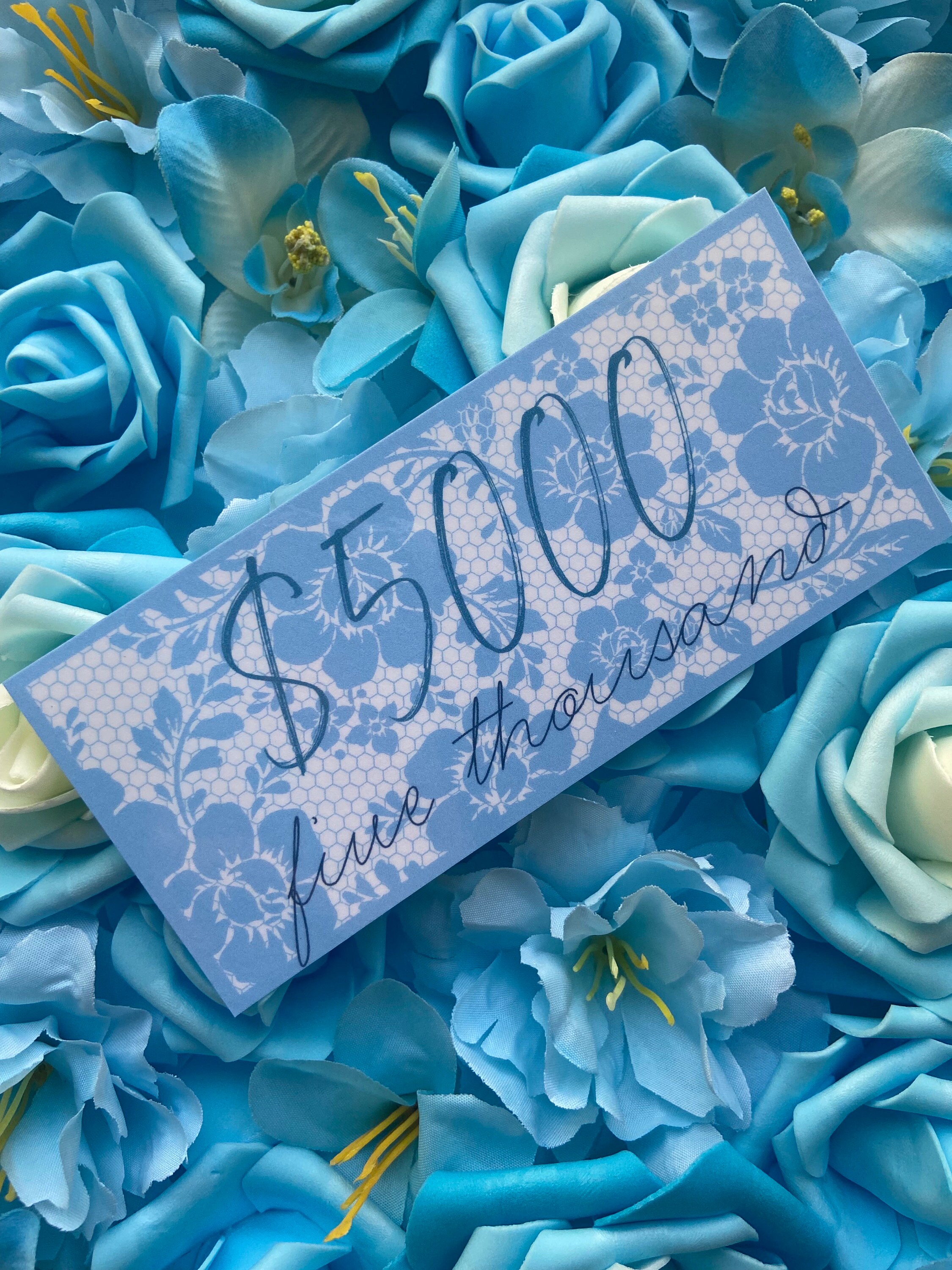 Laminated Blue Lace Money Place Holders Denominations 5k Etsy