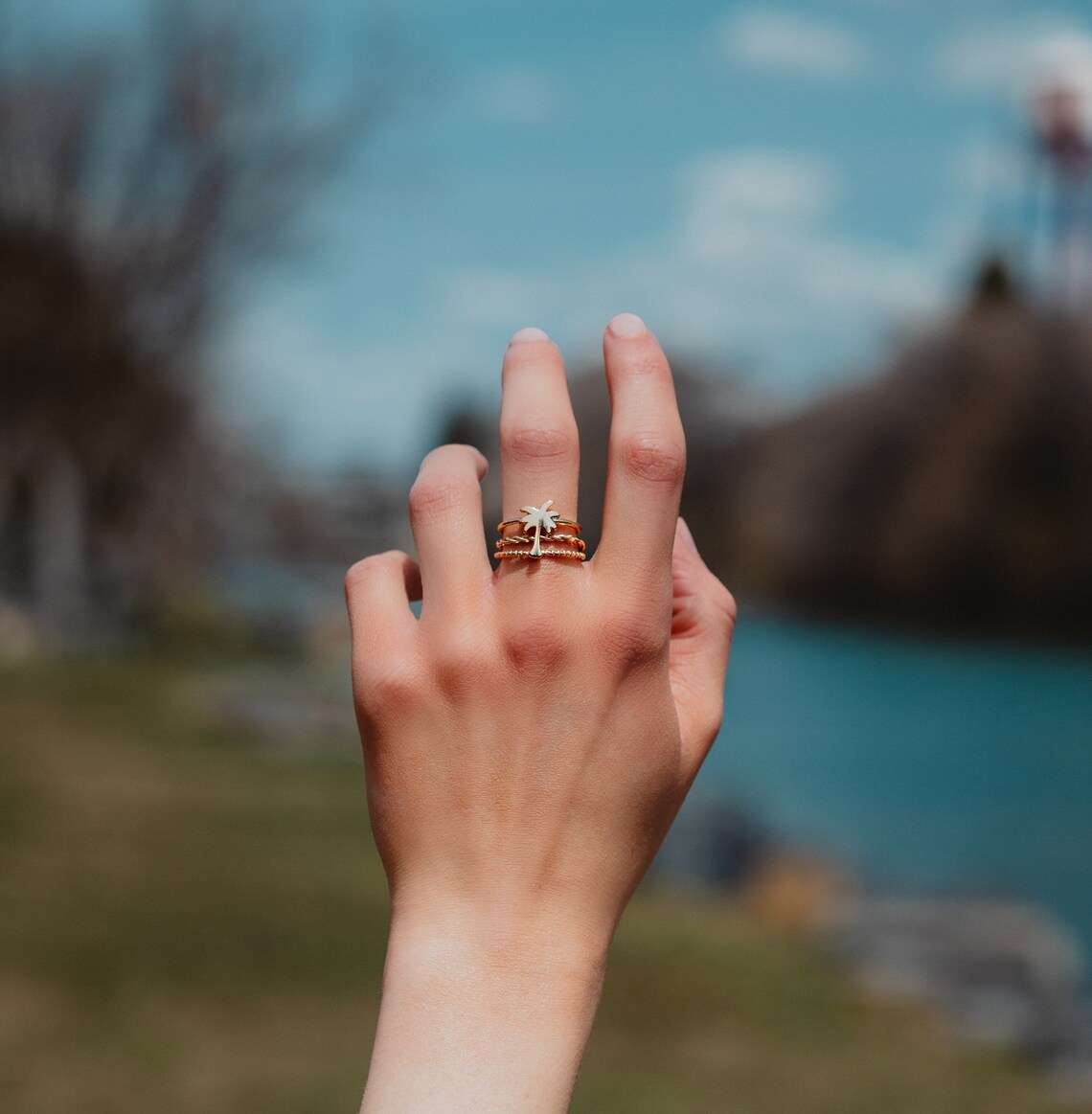 Palm Tree Ring 14K Gold Plated Palm Tree Ring Adjustable Etsy