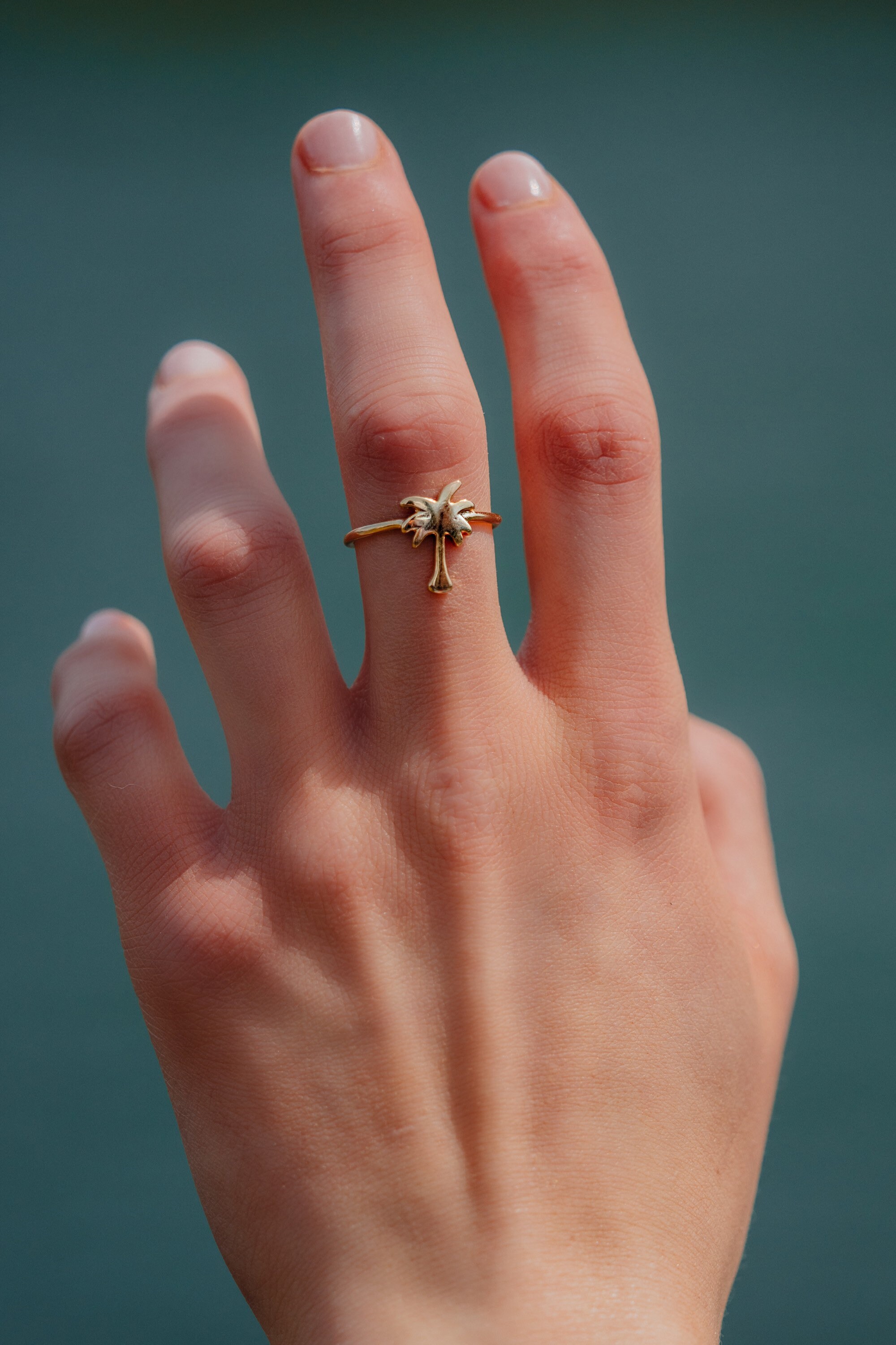 Palm Tree Ring 14K Gold Plated Palm Tree Ring Adjustable Etsy