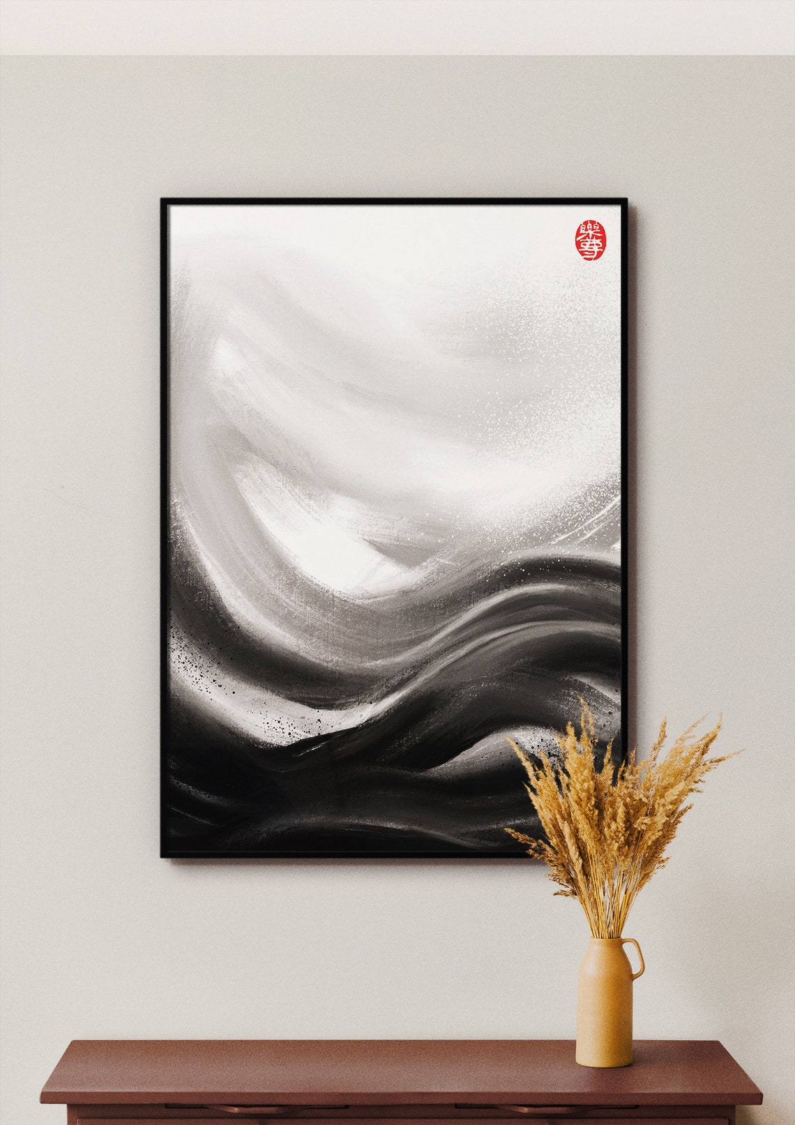 Asian Style Printable Ink Painting Zen Abstract Wall Art Decor Etsy