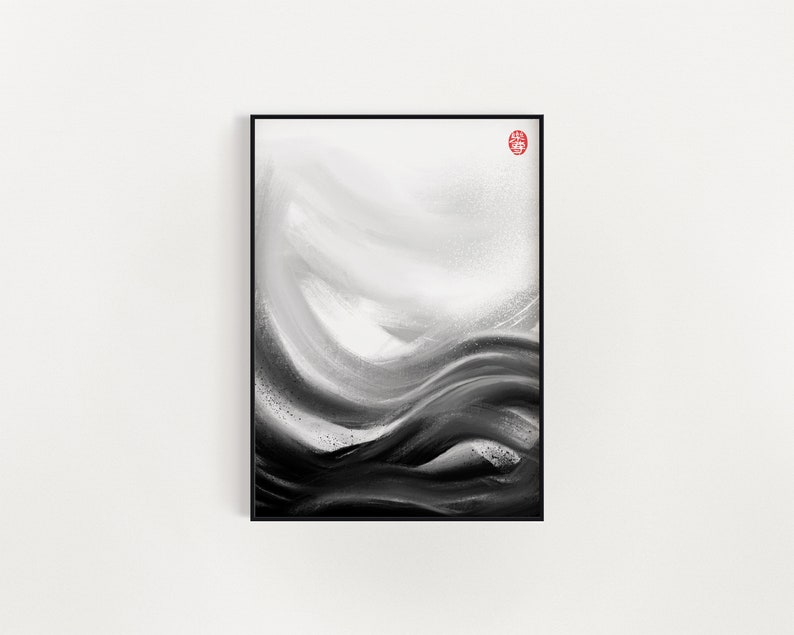 Asian Style Printable Ink Painting Zen Abstract Wall Art Decor Etsy