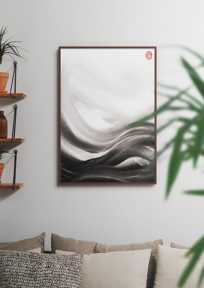 Asian Style Printable Ink Painting Zen Abstract Wall Art Decor Etsy