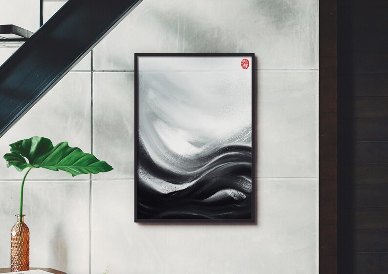 Asian Style Printable Ink Painting Zen Abstract Wall Art Decor Etsy