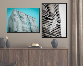 Architectural Photo Print Set of 2, Geometric Building Design, Modern Cityscape Wall Art, Contemporary Urban Decor, Structural Photography