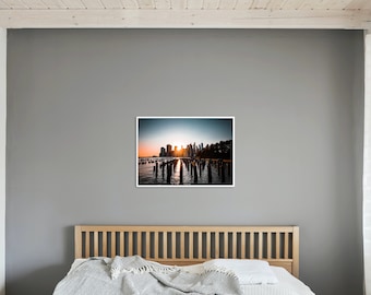 Cityscape Photo Print, Skyline Reflection Art, Urban Waterfront Skyline Photography, Tranquil Cityscape Picture, Modern City Reflection Art
