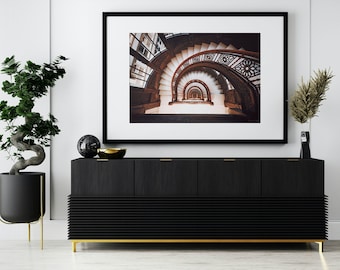 Contemporary Abstract Staircase Photo Art Print, Modern Home Decor, Geometric Stairwell Wall Art, Architectural Photography Unframed Art