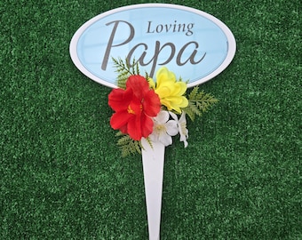 Papa Memorial Flower Decoration, Headstone Cemetery Vase