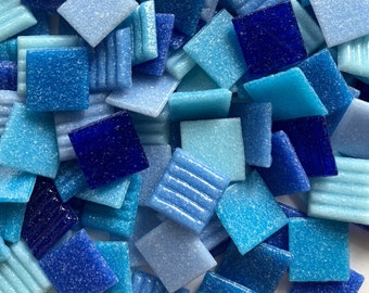 20x20mm Vitreous Glass Tiles - Keep it Blue Mix - 1lb