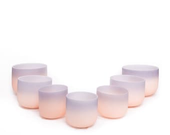 Set completo di chakra "Driven by the Moon" Set di 7 ciotole per chakra incl. 3 sacchetti per il trasporto Cosmic Crystal Sound Bowls®