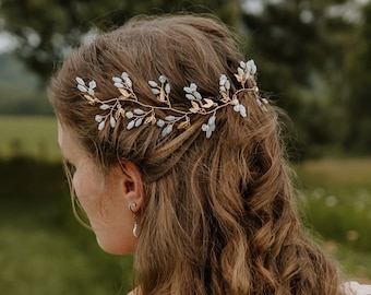 Bridal Hair Vine Bridal Hair Piece Boho Floral Vine Gold Bridal Vine Wedding Hair Piece Floral Crown Bridal Hair Accessories