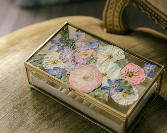 Custom Pressed Flower Jewelry Box - Wedding Flower or Other Events