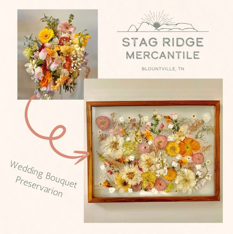Custom Pressed Flower Frame - Wedding Flowers or Other Event Flowers