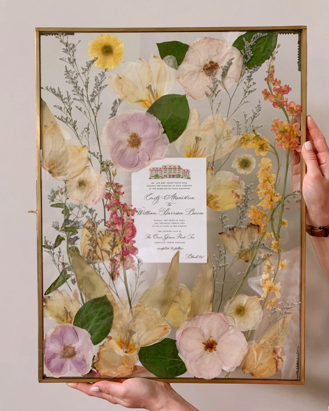 Custom Pressed Flower Frame Wedding Flowers or Other Event Flowers 