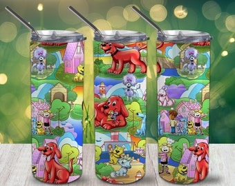 Red Giant Dog Skinny Tumbler 20oz Wrap PNG 300 DPI – Sublimation Design Digital Download