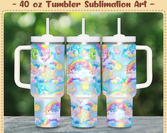 Happy Bears Art (No AI) 40oz Tumbler Wrap PNG 300 DPI – Sublimation Design Digital File