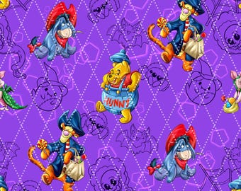 Halloween Bear and Friends Purple Ghosts (No AI) Seamless Pattern 15" x 15" 300 DPI – Digital Paper for Sublimation, Fabric & Scrapbooking