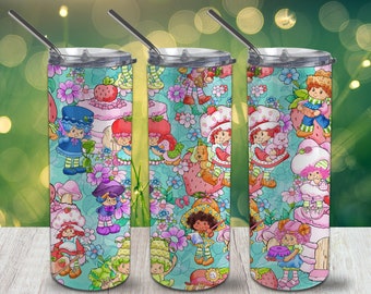 Niedliches Fruchtmotiv für schmalen Trinkbecher (590 ml) – PNG-Datei, 300 dpi – Sublimationsdesign zum digitalen Download