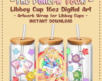 Rainbow Girl and Cut Friends (No Ai) 16oz Libbey Glass Can Wrap PNG 300 DPI – Sublimation Tumbler Design Digital Download