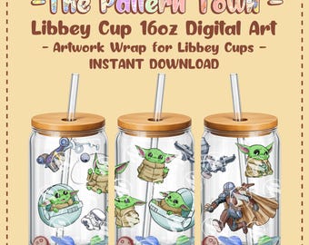 Green Baby Alien (No Ai) 16oz Libbey Glass Can Wrap PNG 300 DPI – Sublimation Tumbler Design Digital Download