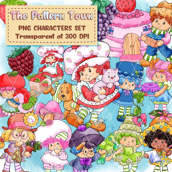 Fruit Girl Cute Friends PNG Sticker Bundle 300 DPI Transparent BG – Clipart for Sublimation, T-Shirt & Crafts Digital Download