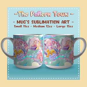 Digital Art Wrap for Mugs Rock Girls Band 11oz, 12oz and 15oz - NO AI