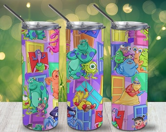 Monsters Workers Skinny Tumbler 20oz Wrap PNG 300 DPI – Sublimation Design Digital Download
