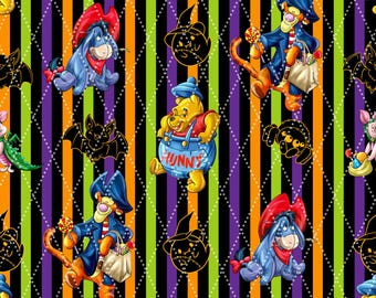 Halloween Bear and Friends Black Stripes (No IA) Seamless Pattern 15" x 15" 300 DPI – Digital Paper for Sublimation, Fabric & Scrapbooking