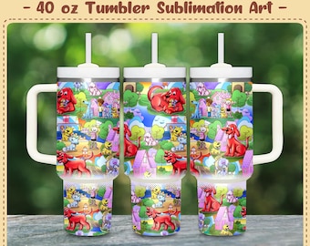 Motiv „Riesiger roter Hund“ (ohne KI) – 40-oz-Becherfolie (PNG, 300 dpi) – Sublimationsdesign (digitale Datei)