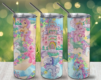 Cut Pony Castle Skinny Tumbler 20oz Wrap PNG 300 DPI – Sublimation Design Digital Download
