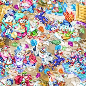 Duck Raiders Adventure Quest (No IA) Seamless Pattern PNG 15" x 15" 300 DPI – Digital Paper for Sublimation, Fabric & Scrapbooking