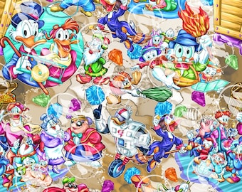 Duck Raiders Adventure Quest (No IA) Seamless Pattern PNG 15" x 15" 300 DPI – Digital Paper for Sublimation, Fabric & Scrapbooking