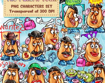 Toy Potato's Head Couple PNG Sticker Bundle (No AI Art) 300 DPI Transparent – Clipart for Sublimation, T-Shirt & Crafts Digital Download