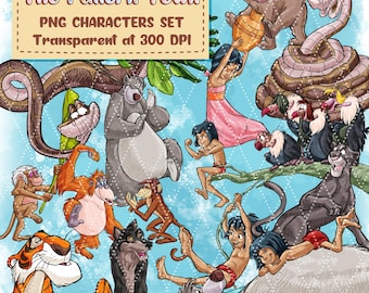 Jungle Boy PNG Sticker Bundle 300 DPI Transparent BG – Clipart for Sublimation, T-Shirt & Crafts Digital Download