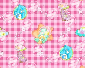 Cute Bears Pink Vichy Check (No AI) Seamless PNG 15" x 15" 300 DPI – Digital Paper for Sublimation, Fabric & Scrapbook