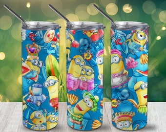 Mini Yellow Friends Skinny Tumbler 20oz Wrap PNG 300 DPI – Sublimation Design Digital Download
