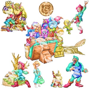 May include: A colorful illustration of a group of cartoon bears reading a book together. The bears are wearing different colored clothes and have different expressions on their faces. There are other cartoon characters in the illustration, including a man with a beard, a woman with long hair, and a small child.