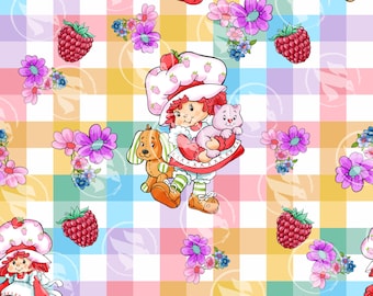 Fruit Girl Plaid Rainbow Art (No AI) Seamless Pattern 15" x 15" 300 DPI – Digital Paper for Sublimation, Fabric & Scrapbooking