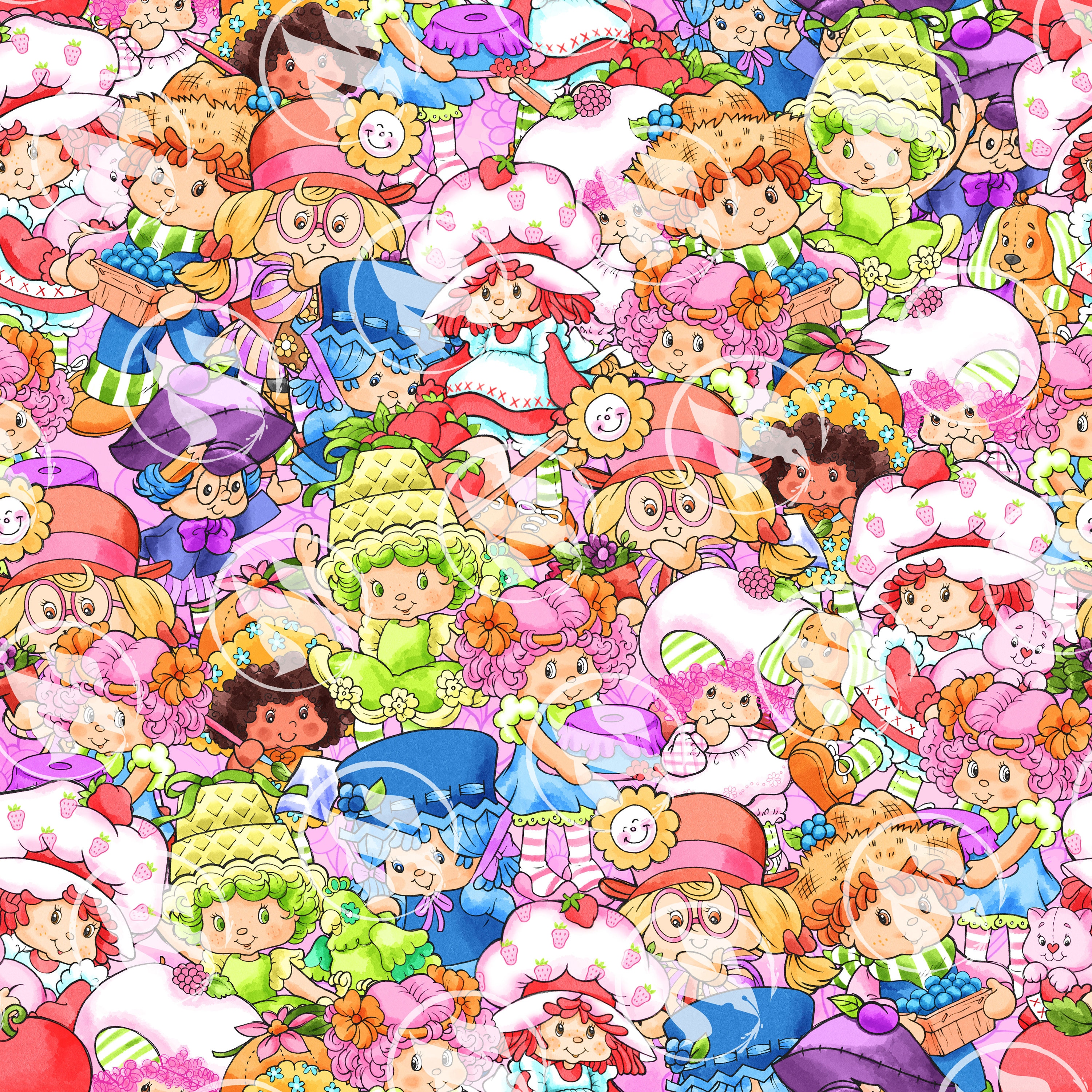 Fruits Girl Crew Stacked Seamless Art