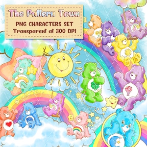 Cute Bears Art PNG Sticker Bundle 300 DPI Transparent BG – Clipart for Sublimation, T-Shirt & Crafts Digital Download