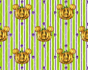 Halloween-Kürbis-Muster mit grün-weißen Streifen (ohne IA) Nahtloses Muster 15" x 15" 300 DPI – Digitalpapier für Sublimation, Stoff & Scrapbooking