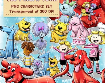 Giant Red Dog Art PNG Sticker Bundle 300 DPI Transparent BG – Clipart for Sublimation, T-Shirt & Crafts Digital Download