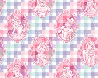 Princesses Pastel Plaid Frames (No AI) Seamless Pattern 15" x 15" 300 DPI – Digital Paper for Sublimation, Fabric & Scrapbooking